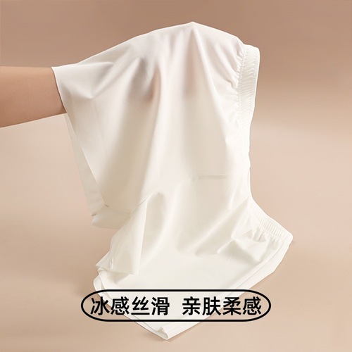 Men's thin, breathable, loose ice silk briefs, A-socket shorts for boys, plain color, simple sportswear, home four-square shorts