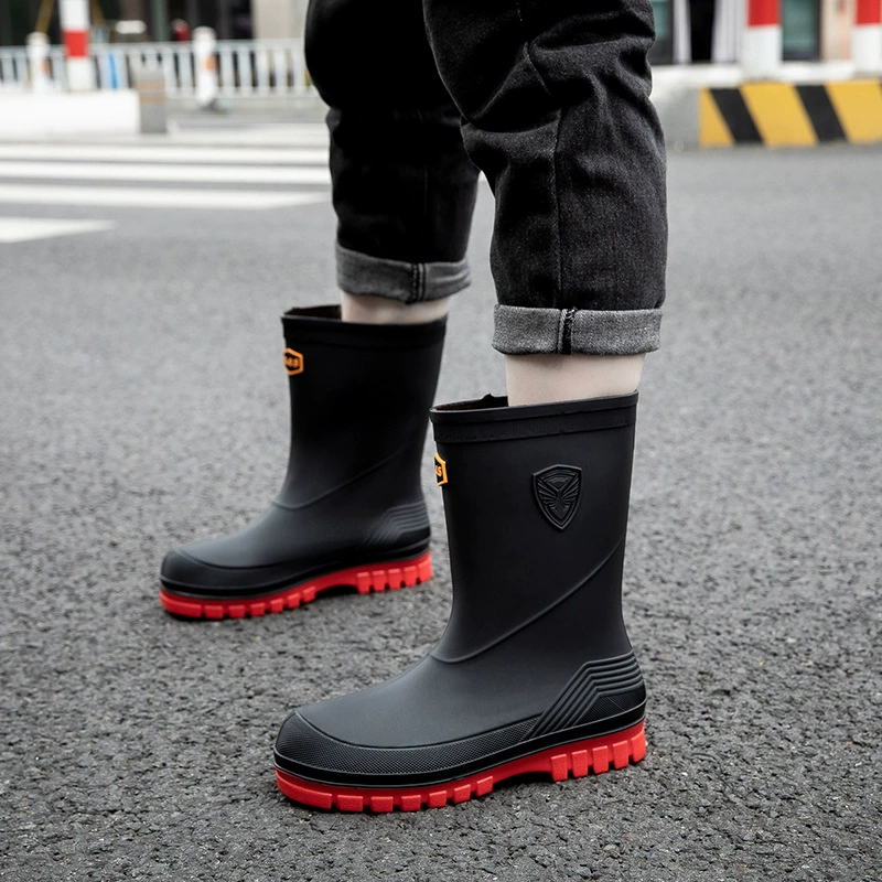 Men's fashionable shoes, non-slip fleece boots, Korean style, mid-length
