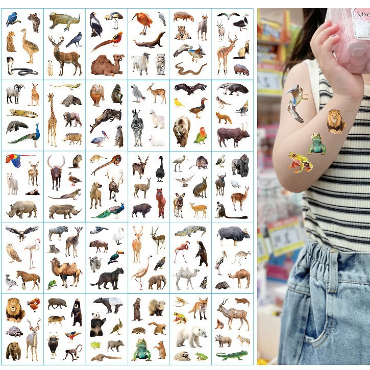 Real Animal Children Cartoon Stickers Cross-border Birthday Party Party Gift Music Festival Cross-border Tattoo Stickers