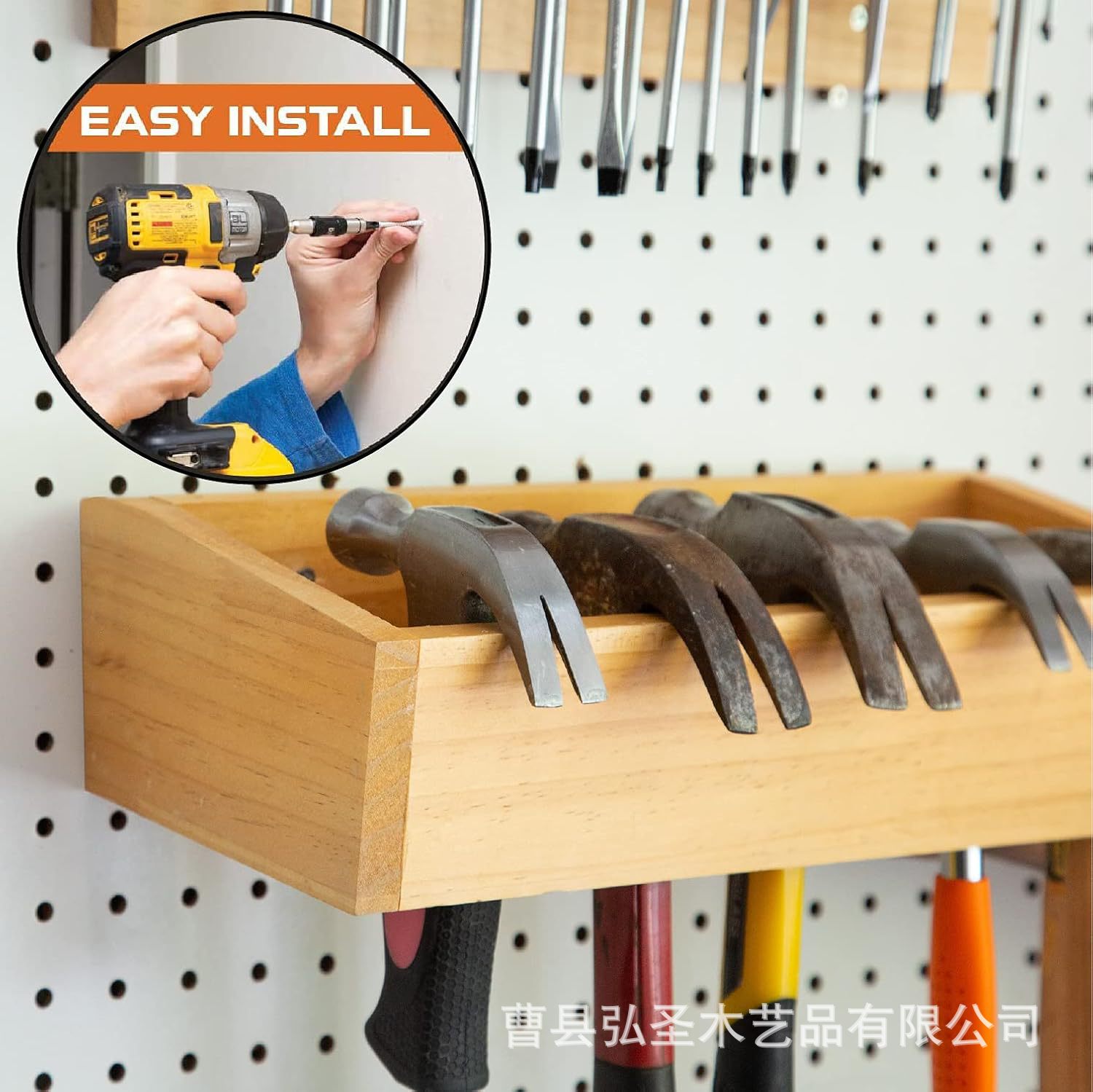 Estante de almacenamiento de destornillador de madera Soporte de martillo y alicates Soporte de almacenamiento y almacenamiento de herramientas de taller de pared