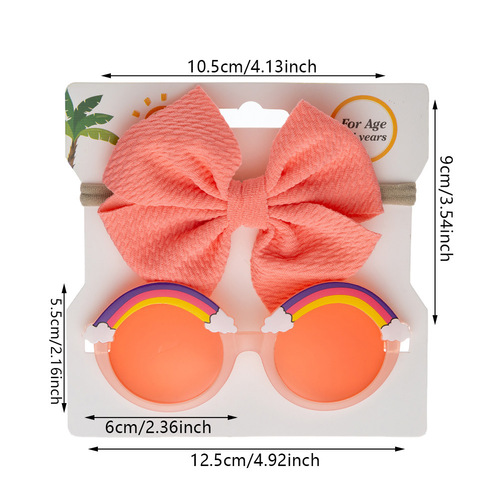 Children's sun lens belt set, male and female baby cartoon toy, rainbow-colored sunglasses, sunglasses, hairband, two-piece set