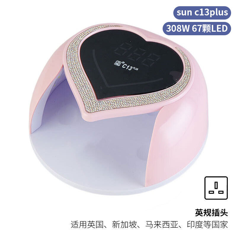 Lámpara de manicura inteligente de alta gama de luz de terapia de diamante 256W de alta potencia de pegamento de vinilo lámpara de horneado de dos manos secador de uñas transfronterizas