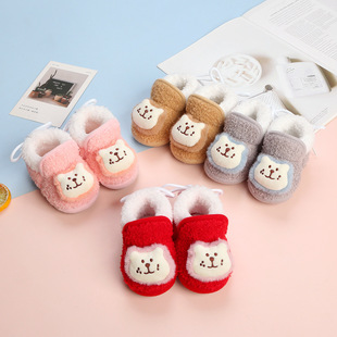 Manufacturers Children's 12-month-old Children's Cotton Shoes Winter Men's and Women's Baby Shoes Suede One-year-old Toddler Shoes with Soft Sole