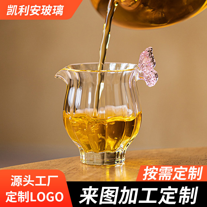 Glass tea set with butterfly for home use