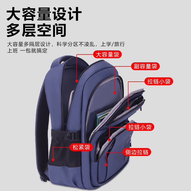 Nueva mochila de hombre de gran capacidad en relieve letras mochila deportiva nueva costura de automóvil bolso de viaje de negocios bolso de computadora