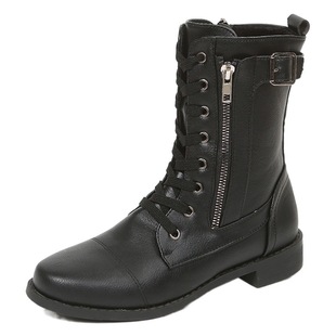 Foreign trade plus size short women's boots 2023 autumn and winter New Round toe lace-up low heel chunky heel Martin boots