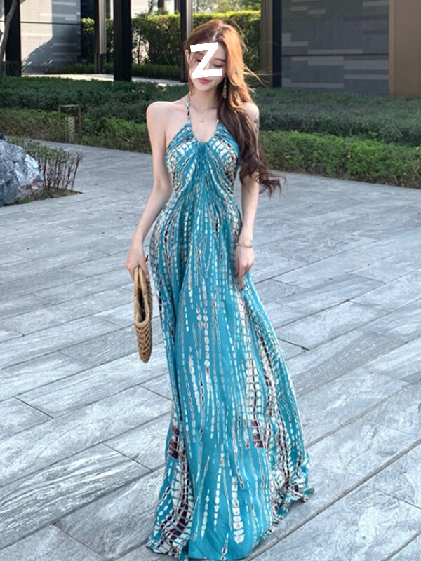 Bohemian Vacation Dress for Women, New Summer Style, French-Style Travel Photography Beach Dress, Elegant Long Dress
