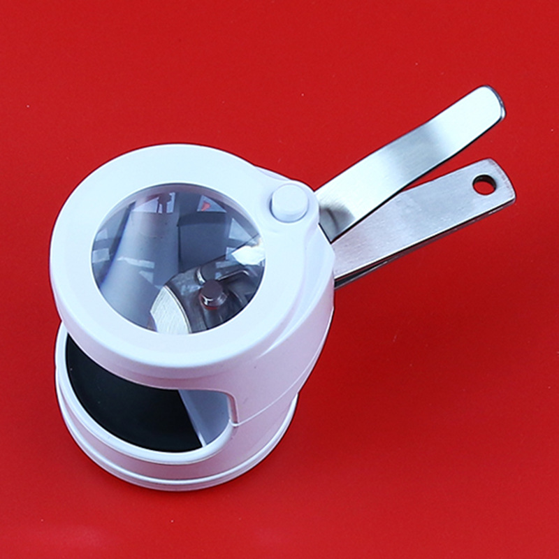 源头工厂8028LED灯指甲刀放大镜白玻上下分离用老人指甲剪双镜片