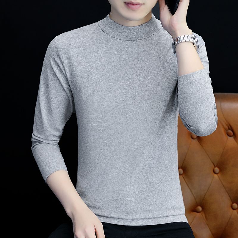 T192 라이트 그레이 하프 터틀넥 [싱글팩]