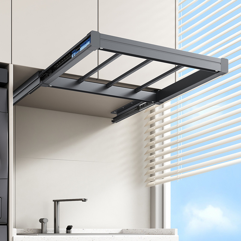 Washing Machine Pull-out Hanger Invisible Drying Hanger Above Balcony Ultra-thin Household Wardrobe Built-in Trousers Rack Telescopic Slide Rail