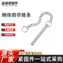 工厂批发带链条钢珠销碳钢双环圆形快卸销保险销插销按钮拆销销子