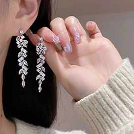 加工定制气质耳环长款锆石流苏耳钉时尚大气耳坠来支持图来样加工