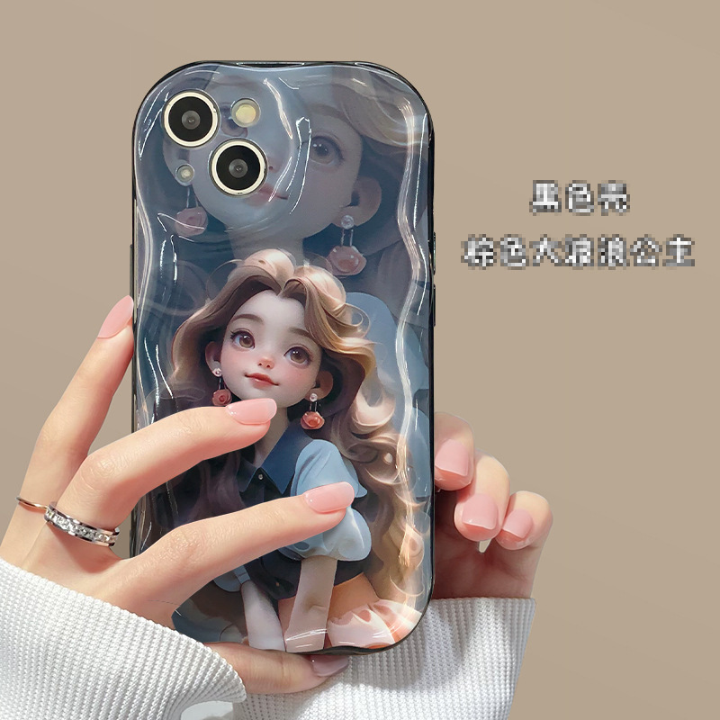Applicable to Apple 15promax mobile phone case iPhone14/13 sweet long hair Princess 12/11 soft silicone drop-resistant