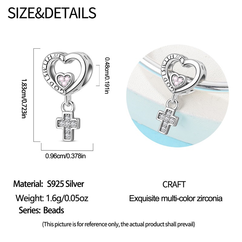925 Sterling Silber Charm Unsere Liebe Frau der Liebe Kreuz Perle Charm DIY Schmuck Armband Zubehör_voghion.com