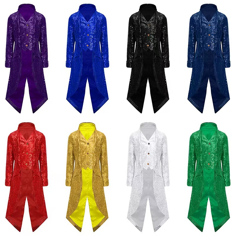 2025 Spring and Autumn New Medieval Retro Punk Tuxedo European Coat Men's Black Prom Dress Trendy