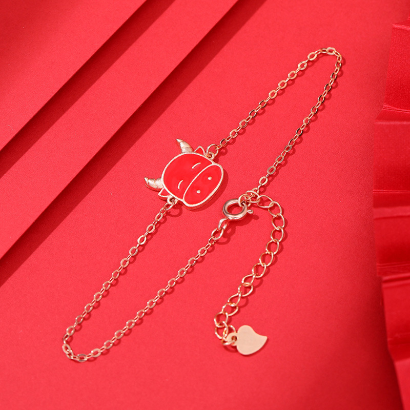 Estilo japonés y coreano s925 plata estilo de moda Nacional año de nacimiento pulsera letras femeninas arrogante Zodiaco vaca pulsera entrega de una pieza