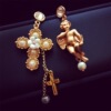 ES0503 Angel earrings court style European and American Baroque retro angel cross frame asymmetric long earrings