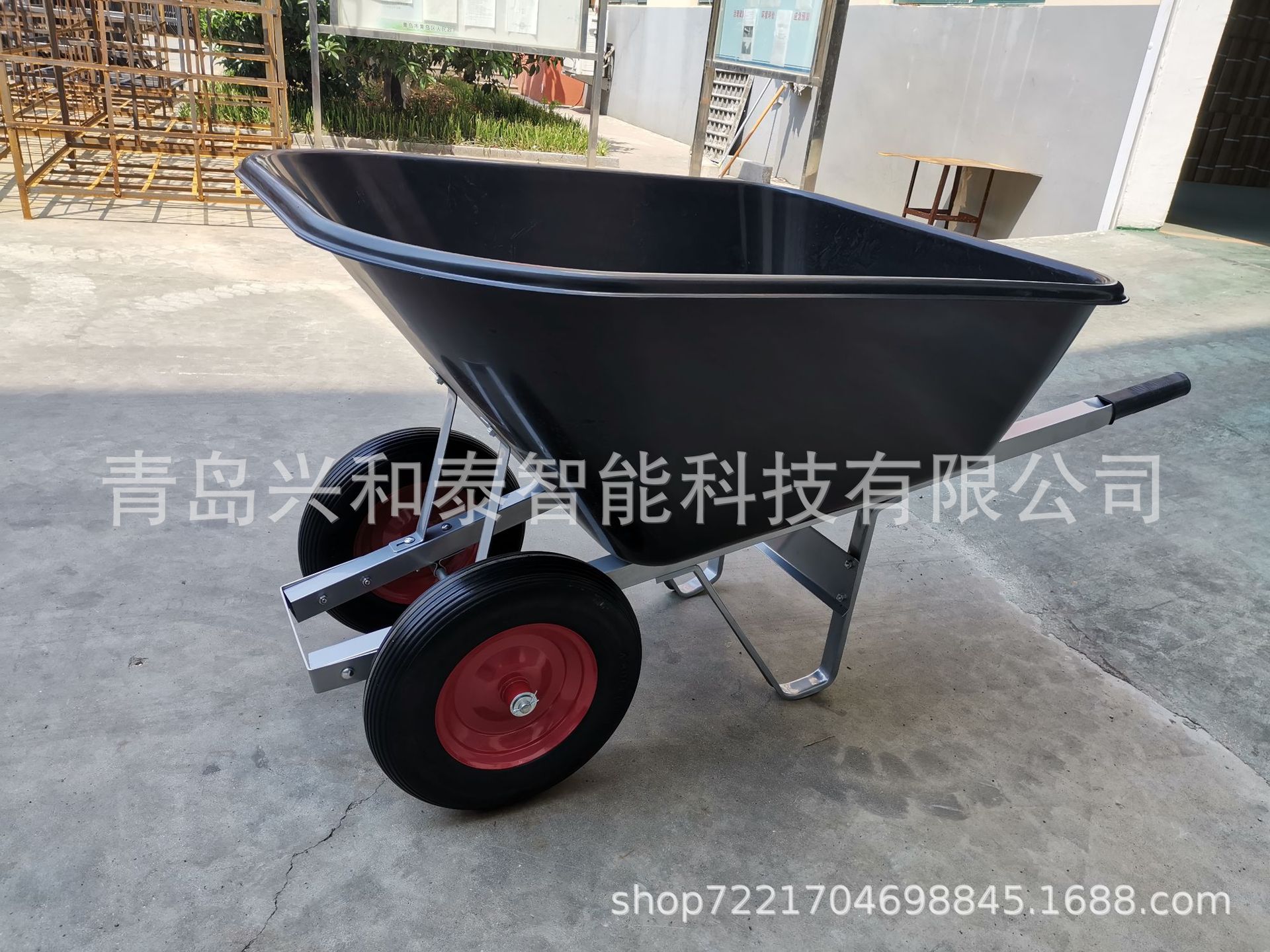 两轮PP斗拖车大容量140L花园手推车物料推车大斗手推工具车