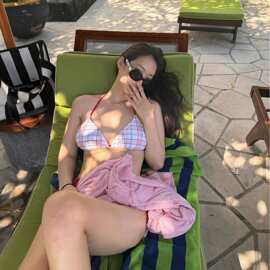 2024新款欧美风分体泳衣高腰露背显瘦比基尼多色海边度假泳装