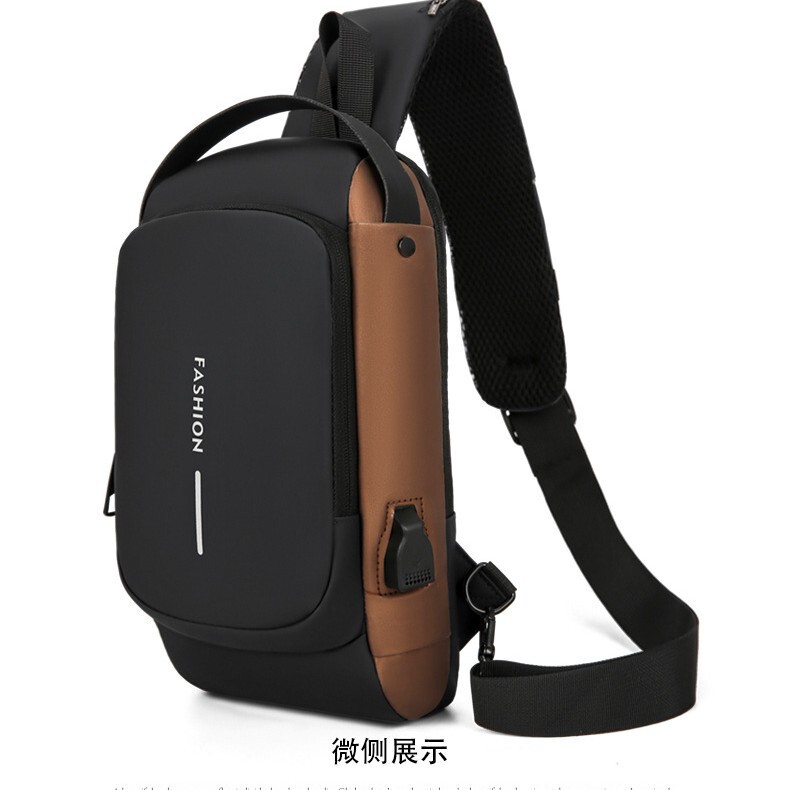 Men's Chest Bag Motorcycle Casual Sports Shoulder Crossbody Bag Casual Summer Chest Bag Anti-Theft Password Lock Handbag