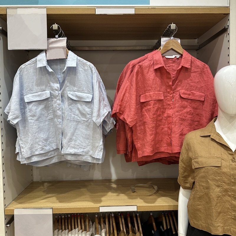 2026 Spring/Summer New Women's Clothing/French Linen Half-Open Collar Box-Style Shirt/Short-Sleeved Shirt Thin Jacket 484256 2026 Spring/Summer New Women's Clothing/French Linen Half-Open Collar Box-Style Shirt/Short-Sleeved Shirt Thin Jacket 484256