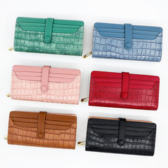 Personalized Women's Long Wallet Zipper Clasp Solid Color Coin Purse Stone Pattern Card Holder Handbag Pocket Wallet