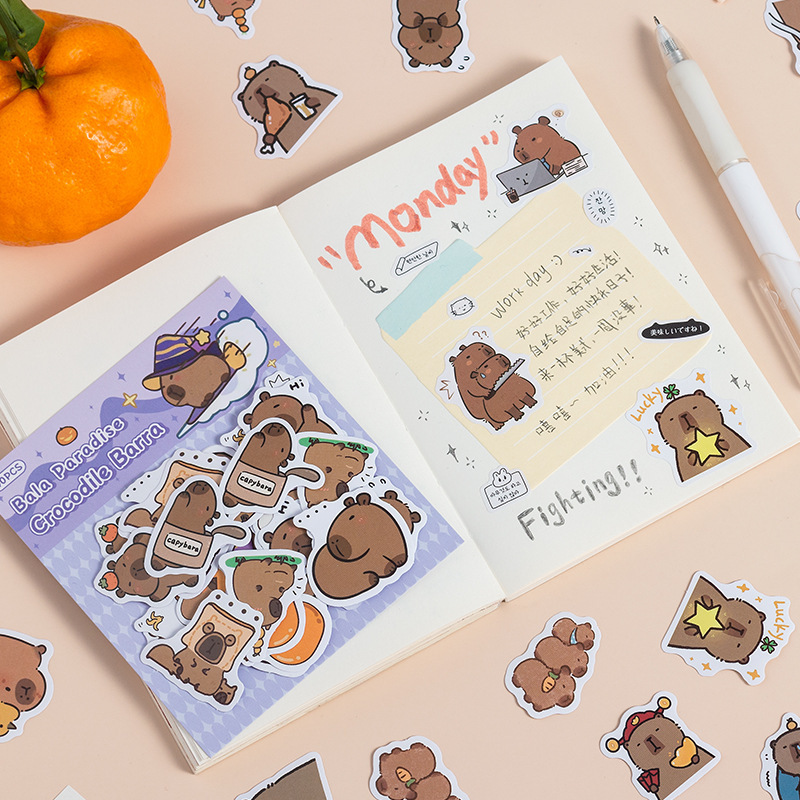 Balla Land pegatinas adhesivas bolsas diy diario de mano material de decoración pegatinas Kapibara pegatinas de animales lindos