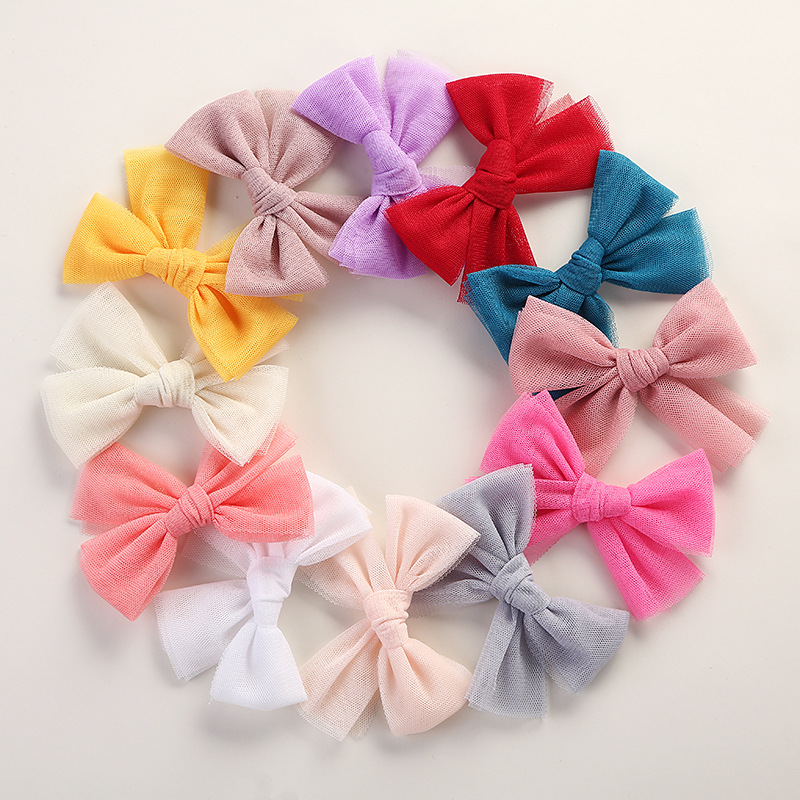 Summer Children's Hairpin Mesh Bow Pair Clip Hair Accessories display picture 1