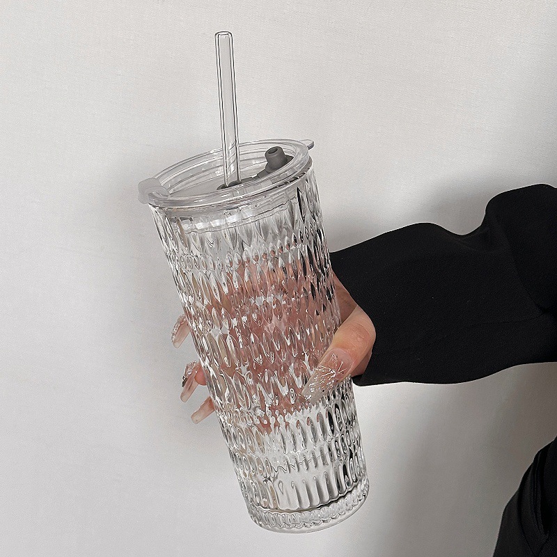 グラスコップ家庭用カップシンプル系ins風樹皮紋コップビールカップコーヒーカップ底部ロゴ|undefined
