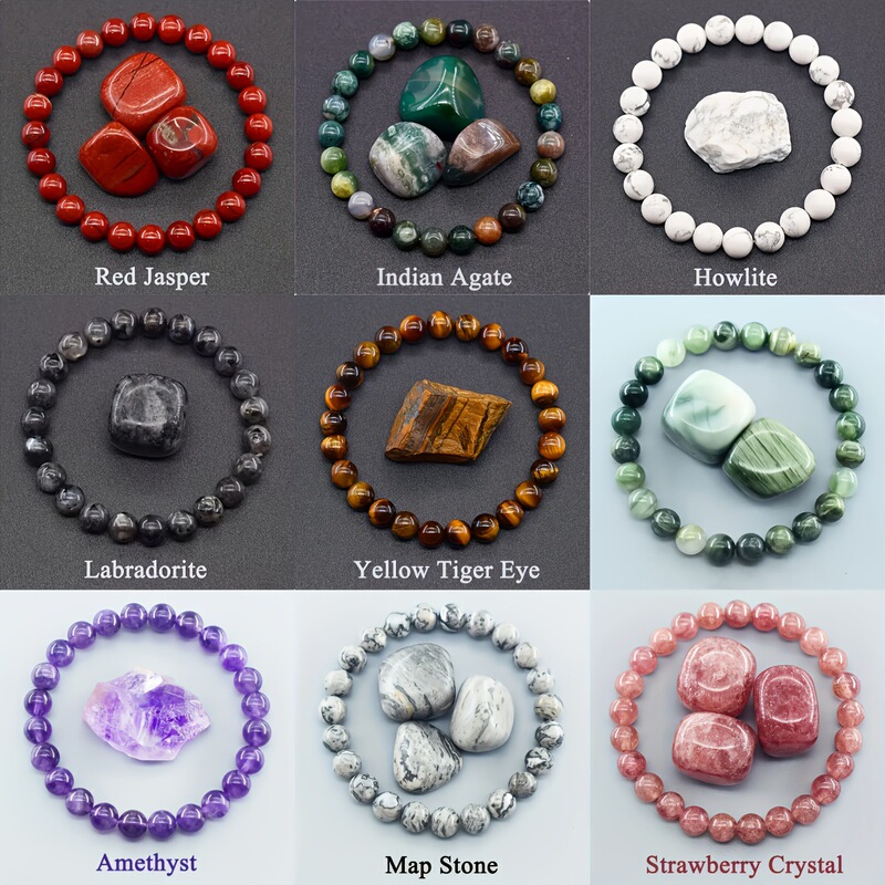 Cross-border 8mm Red Green Gem Amethyst Sunstone Lapis Lazuli Tiger Eye Agate Crystal Green Aventurine Bracelet Wholesale in Stock Cross-border 8mm Red Green Gem Amethyst Sunstone Lapis Lazuli Tiger Eye Agate Crystal Green Aventurine Bracelet Wholesale in Stock
