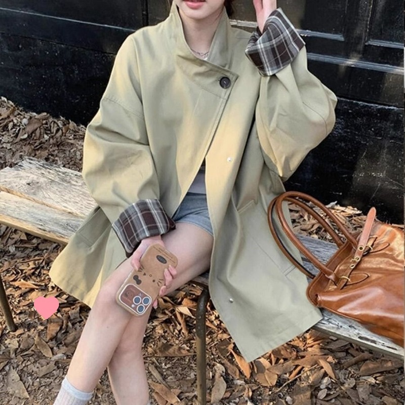 风衣女小个子2025新款春秋季英伦风高级感韩系爆款外套杏色经典黑|undefined