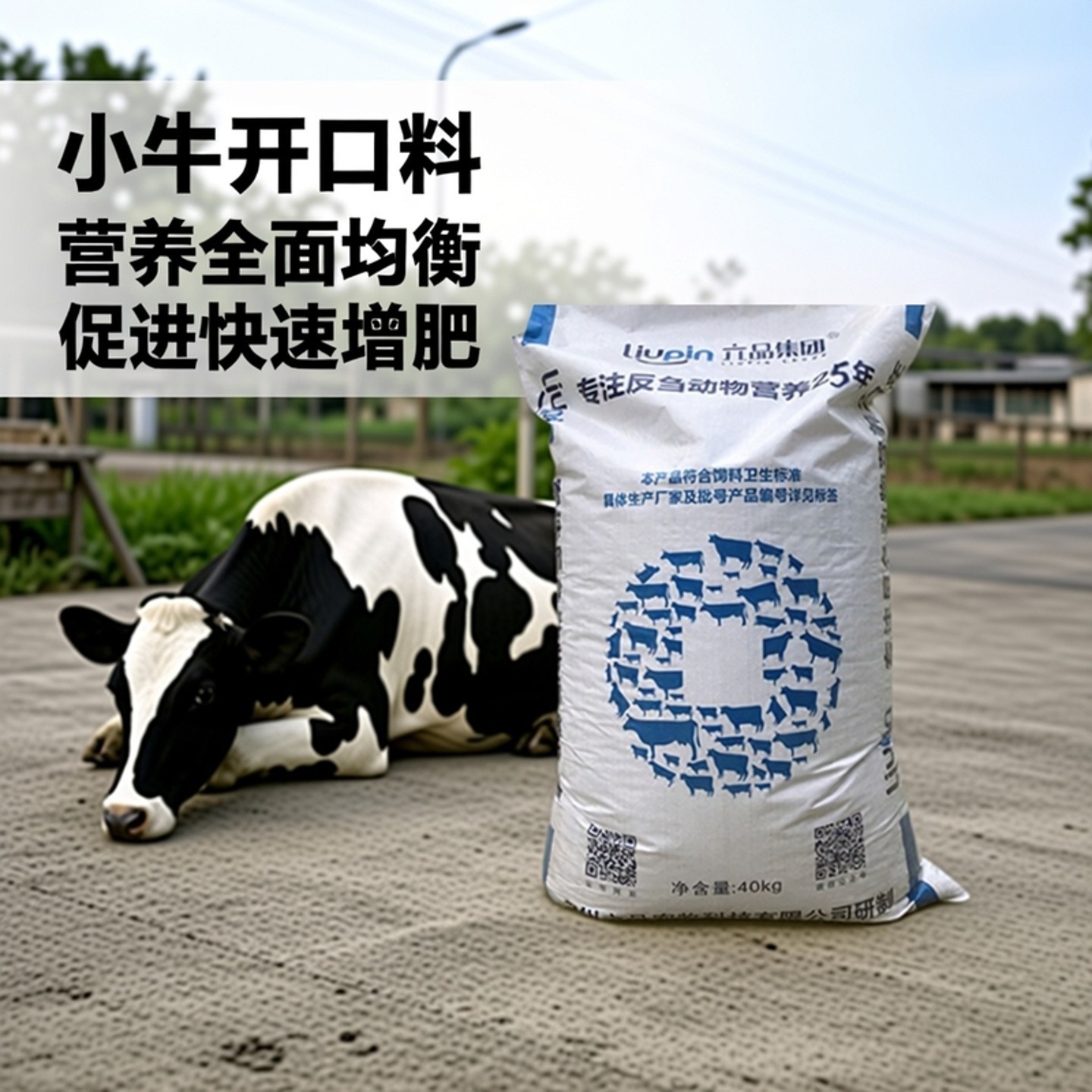 犊牛精料补充饲料促生长增肥育肥专用全价颗粒40kg营养拉大