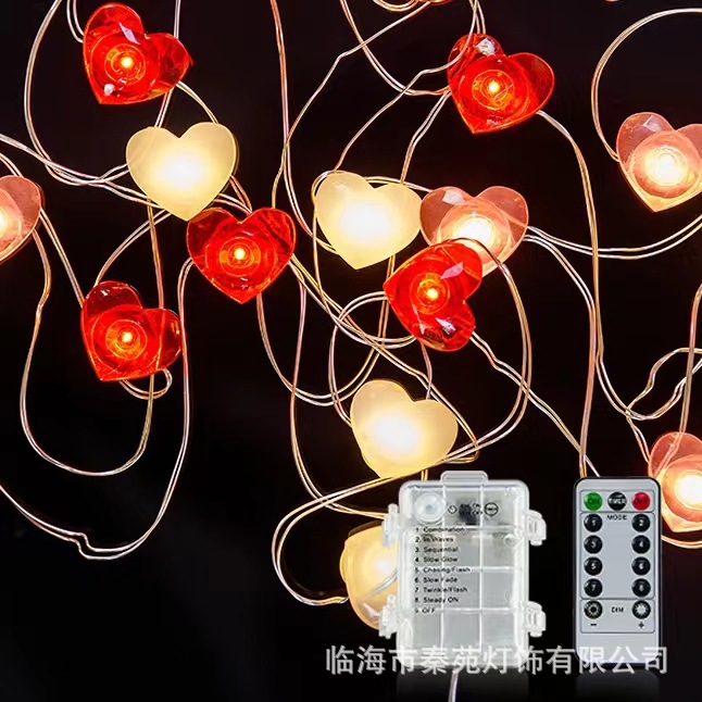 LED alambre de cobre luz amor labios rojos luces pequeñas luces intermitentes decoración Navidad Día San Valentín romántico cumpleaños