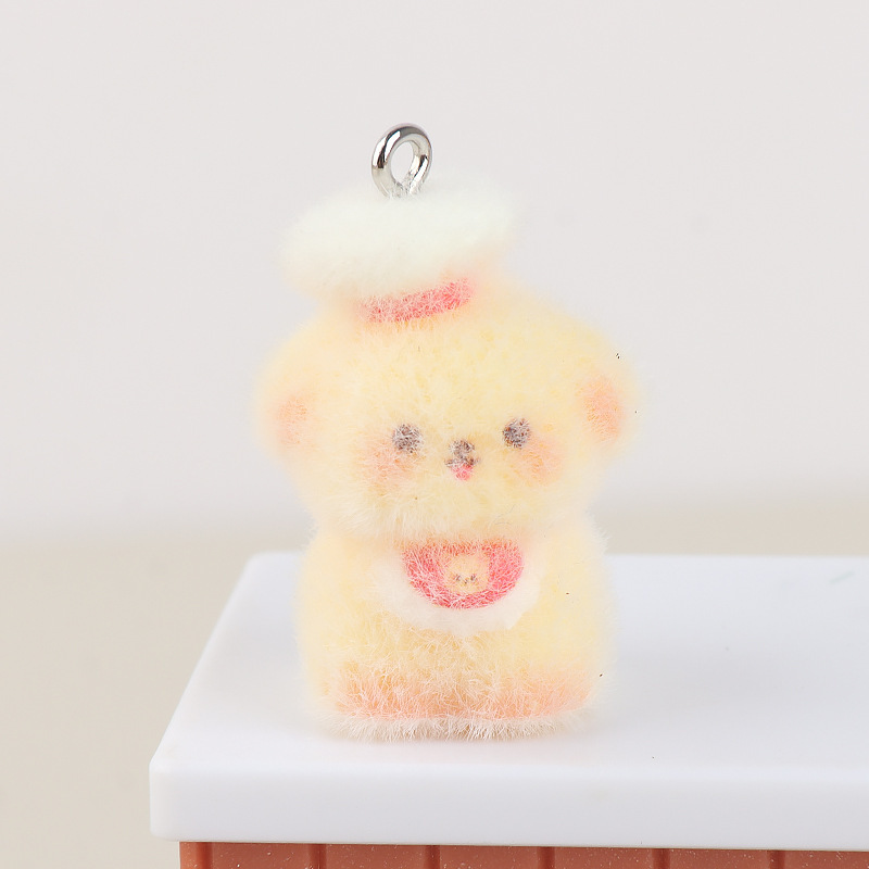 新款卡通可爱植绒立体树脂厨师猫咪 DIY手工饰品挂件吊坠批发|undefined