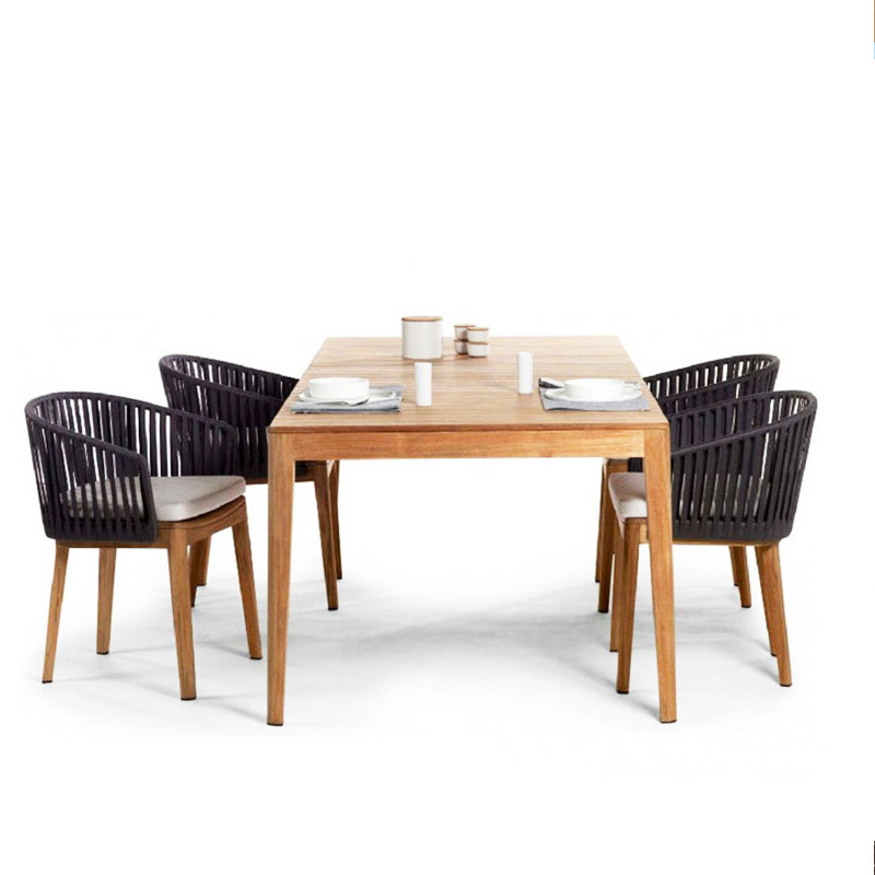 Muebles de jardín al aire libre sala de estar silla de caña sofá combinación de madera maciza caña sofá patio al aire libre chalet sofá de madera de caña