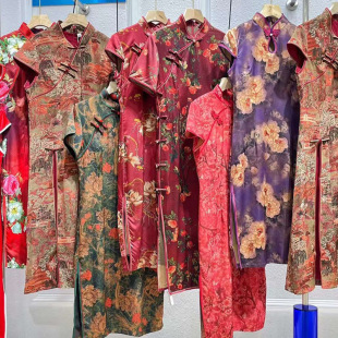 24夏季改良真絲水墨印花盤扣FaSiKe旗袍石井尾貨批發專櫃撤櫃實體