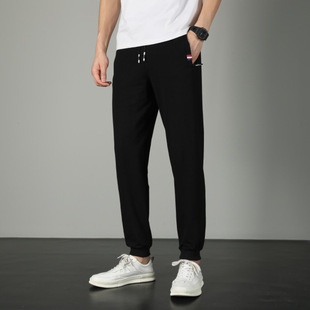 Men's Spring and Autumn Three-Color Logo Loose-Fitting Fashionable Outdoor Sports Jogger Pants That Make You Look Taller and Slimmer, Durable Long Pants with Fleece Lining