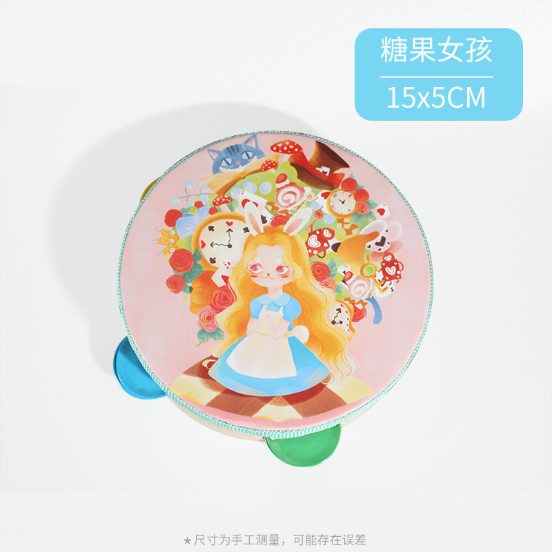 Instrumento de percusión Orff madera 15cm pandereta colorido infantil danza kindergarten maestro tambor mano