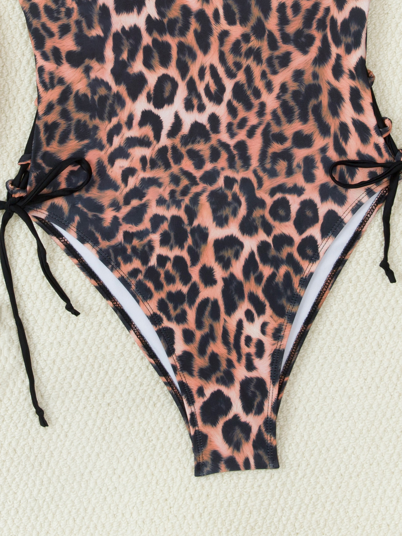 Tankini met V-hals en strikjes aan de zijkant, retro luipaardprint, voor dames - Sexy badpak uit één stuk met verstelbare bandjes en uitneembare vulling._voghion.com