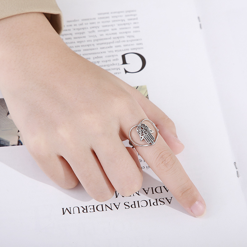 Fashion Palm Stainless Steel Rings Hollow Out Stainless Steel Rings display picture 3