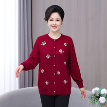 029中老年羊毛衫开衫加肥加大200斤胖妈妈毛衣 58%羊毛
