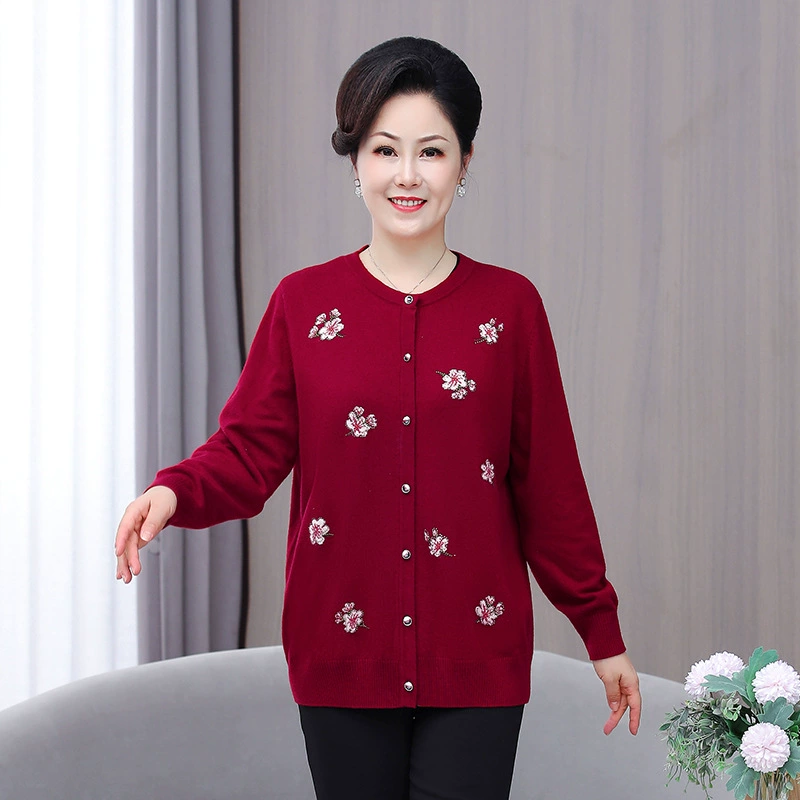 029 Свитер для среднего и пожилого возраста кардиган больших размеров 200 кг толстый свитер для мамы 22 Новый 58% шерсть