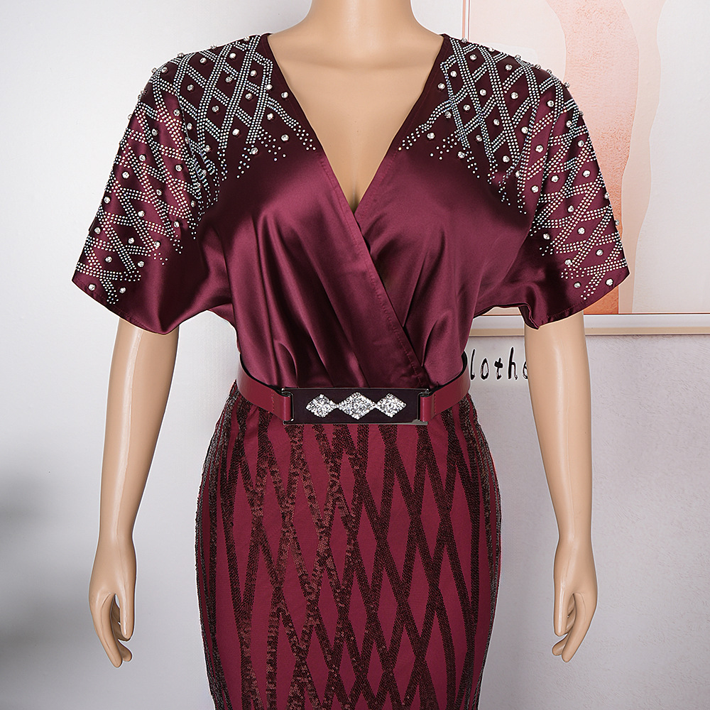 Elegant Women's Evening Dress With Decorative Beads And Diamonds_voghion.com
