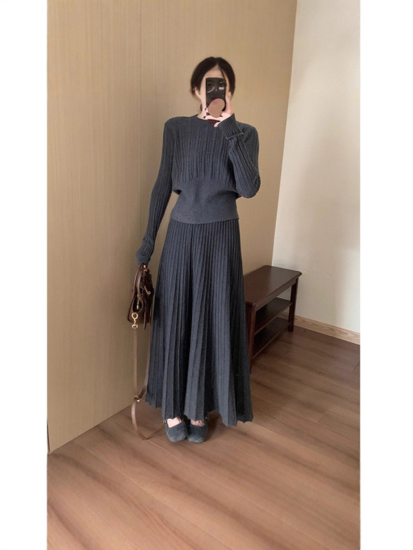 2025超火减龄套装裙子休闲时尚气质针织毛衣半身长裙两件套女初秋|undefined