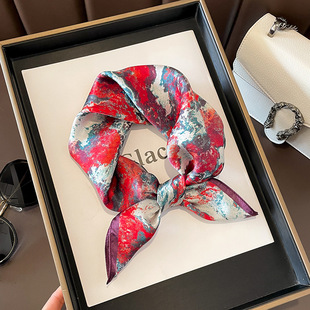 Spring and Autumn Tie-dyeing Color-matching New French Style Mulberry Silk Scarf Square Scarf Professional Fashion Real Silk Square Scarf Advanced Sense Decoration