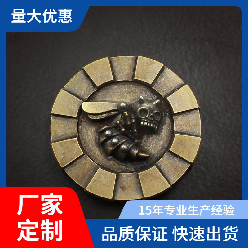 New brass retro trendy toy EDC (Everyday Carry) token, stress-relieving and worry-free toy, live-streaming influencer figurine toy