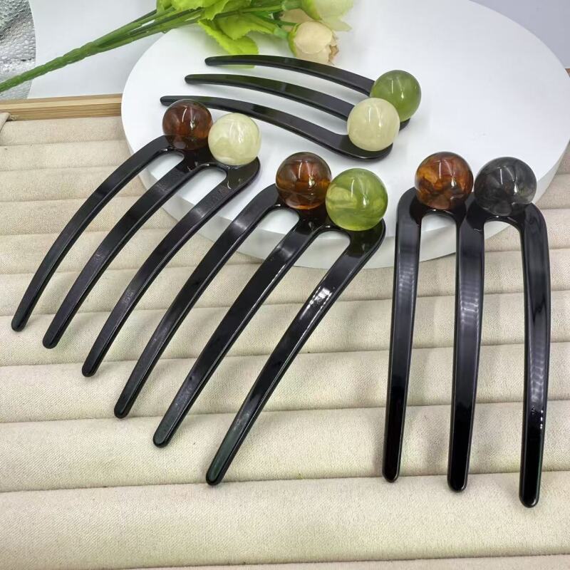 New Chinese-Style Retro Three-Tooth Hairpin for Women, High-End, Simple and Gentle Ball Hairpin, Hairpin Hairpin Hair Accessory New Chinese-Style Retro Three-Tooth Hairpin for Women, High-End, Simple and Gentle Ball Hairpin, Hairpin Hairpin Hair Accessory