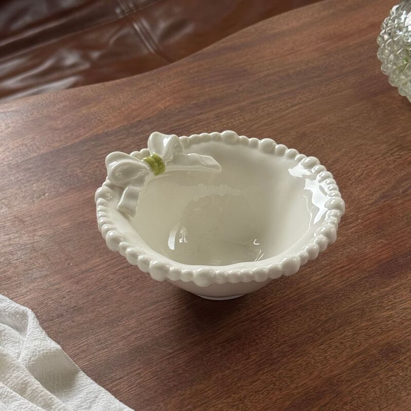 法式珍珠蝴蝶结餐具陶瓷餐盘陶瓷碗甜品盘餐盘蛋糕盘仙女盘子批发|undefined