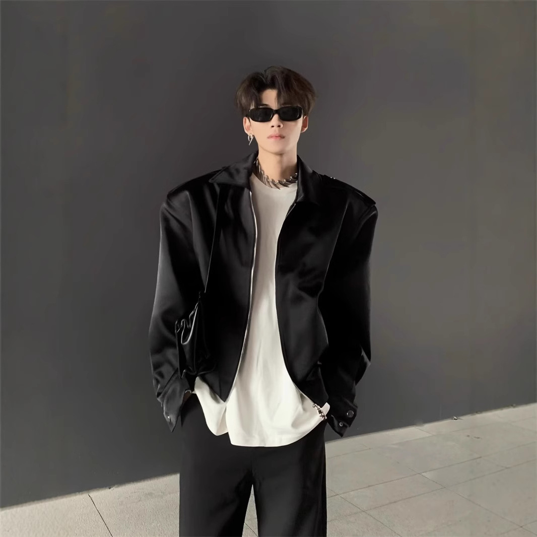 小众极简设计感夹克男春秋季新款cleanfit高级感宽松短款外套上衣