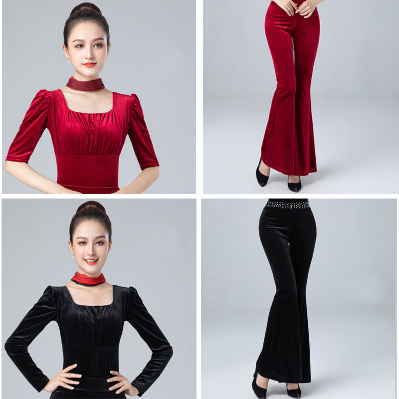 金絲絨秋冬形體服修身禮儀服女2021新款舞蹈瑜伽訓練功服上衣褲子